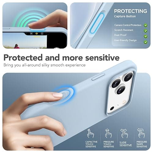 GONEZ Magnetic for iPhone 17 Pro Max Case, Compatible with MagSafe, [Screen Protector + Camera Lens Protector], Liquid Silicone Anti-Scratch Shockproof Protective Phone Case 6.9 inch, Blue thumbnail 5