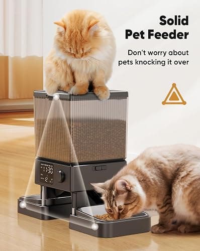 oneisall Automatic Cat Feeder for 2 Cats, 20 Cups/5L Automatic Cat Food Dispenser for Small Pets Indoor, Timed Cat Feeder for Dry Food - Black thumbnail 5