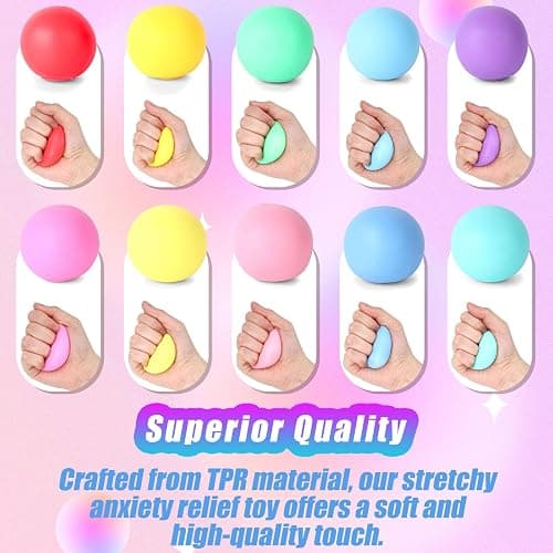 LovesTown 20 PCS Stress Balls Bulk, Squeeze Toys Slow Rising Sensory Fidget Toys for Relief Colleague Party Goodie Bag Stuffer Classroom Prize thumbnail 5