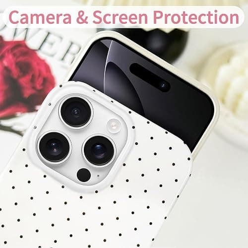 Hython for iPhone 16 Pro Case Cute Polka Dot Aesthetic Design Simple Cover 6.3", Thin Slim Anti-Scratch Soft TPU Bumper Shockproof Rubber Protective Phone Cases for Women Girls Girly Boys, White thumbnail 3