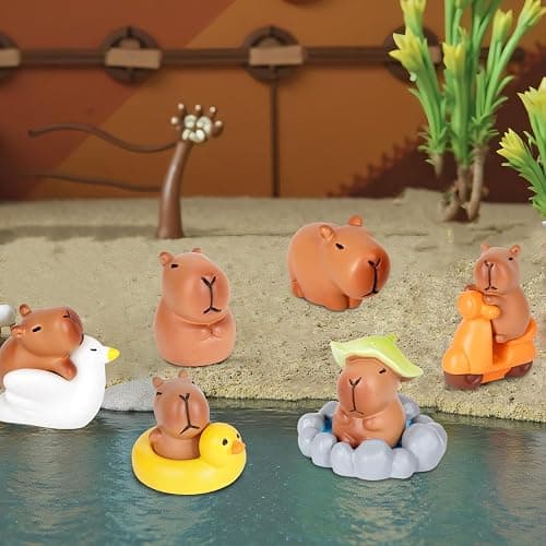 BASSION Mini Capybara Figurines, 13 Pack Miniature Cute Capybara Resin Animals for Fairy Garden Bonsai Miniature Landscape Desktop Dollhouse thumbnail 5