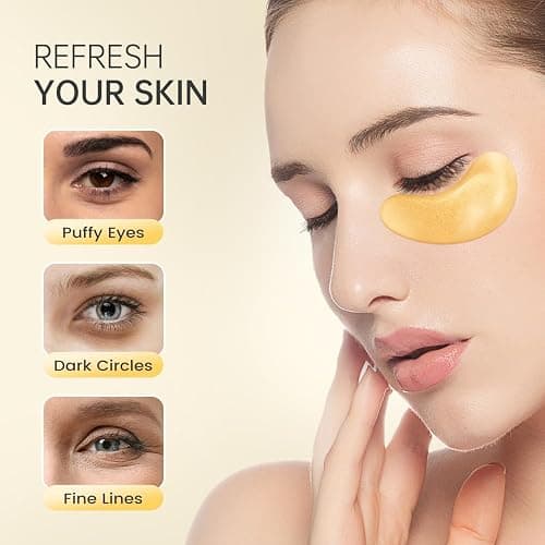 REDANHA 24 Pairs 24K Gold Under Eye Patches Face Masks Dark Circles Puffy Eye Bags Collagen Skincare Spa Trip Gift Eye Mask thumbnail 5