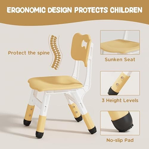 Brelley Kids Table and 2 Chairs Set, Height Adjustable Toddler Desk 31.5" L x 23.6" W and Chair Set, Graffiti Desktop, Classroom/Daycare/Home, Children Multi-Activity Table for Ages 3-8 thumbnail 5