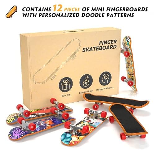 TIME4DEALS Fingerboard Mini Finger Skateboards Toys 12PCS Professional Finger Boards Set Creative Fingertips Movement, Mini Skateboard Starter Kit Finger Sports Party Favors Novelty Toy Gift for Kids thumbnail 6