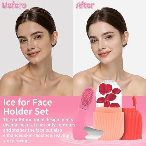 EUHBLE 3-in-1Face Ice Roller, Stainless Steel Gua Sha & Cleansing Brush Set | DIY Cold Therapy Kit for Puffiness Brighten Facial Lift,Reusable Spa Tools for All Skin Types Self-Care Gift for Women thumbnail 4