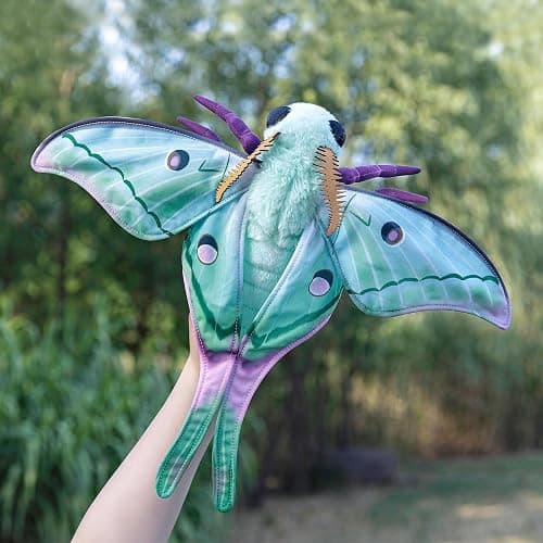 lilizzhoumax Luna Moth Plush Toy Soft Realistic Simulation Moth Stuffed Animal Plushies Toys Gifts Doll for Kids Insect lovers Boys and Girls Home Decoration Green 10.62inch thumbnail 2