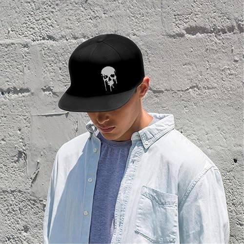 Tijeyi Flat Bill Hats for Men Snapback Skull Hats Black Hat for Teen Boys Skateboard Hats Baseball Cap thumbnail 3