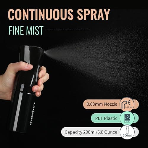 LORSEX Haarbürste mit 200ml Haar Sprühflasche, Entwirrbürste für Naturhaar für Afro Haare 3a bis 4c Verworrenes, Welliges, Lockiges Haar, mit 3 Stück Toupier Bürste Set Doppelkanten Bürste (Schwarz) thumbnail 2