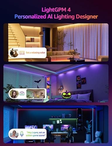 Lepro SE1 AI Smart LED Strip Lights - 16.4ft RGB Color Changing Light Strips with APP Control, AI Generated Lighting, Music Sync, 2.4GHz Wi-Fi & Bluetooth LED Lights for Home Decor (No Remote) thumbnail 2