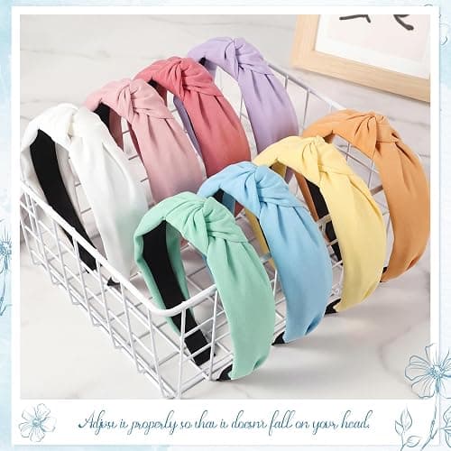 obeoby 8Pcs Girls Headbands, Light Multicolor Knotted Headbands | Teacher Headband,Trendy Stuff Hairband, Polyester-Wrapped Plastic, Lightweight Stretch Fit, Non-Slip, for Daily Wear, Parties thumbnail 6