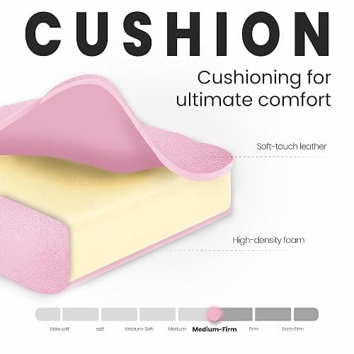 N-GEN GAMING Video Gaming Chair with Footrest Lumbar Support for Home Office High Back Recliner Height Adjustable Ergonomic Comfy Leather Computer Desk Chair (Pink) thumbnail 7