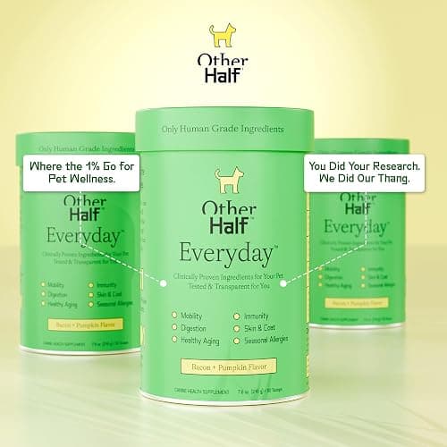 Other Half Everyday - Dog Multivitamin Supplement - Daily Joint, Gut, Allergy, Immune, Urinary Tract Support, Skin, Coat & More - Glucosamine, Chondroitin, Omega 3 & Probiotics | 45 Active Ingredients thumbnail 6