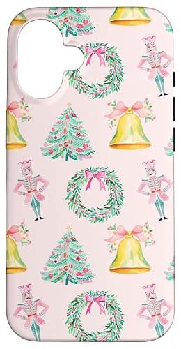 Preppy Pink Christmas Nutcracker Print Case for iPhone 16 - Image 1