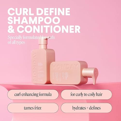 MONDAY HAIRCARE Curl Define Shampoo + Conditioner Set (2 Count) 12 oz Each Nourishes Curls, Tames Frizz, Coconut Oil and Shea Butter Enhance Shine, 100% Recyclable Bottle thumbnail 3