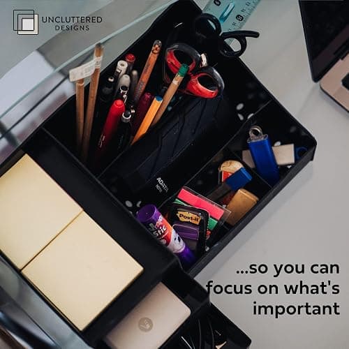 UNCLUTTERED DESIGNS Large Black Cosmetic Organiser - Organiser Box With Drawers for Aftershave, Deodorant, Beard, Shaving Lotion, Perfume & Skincare - Perfect for Mens Bathroom & Bedroom Storage thumbnail 8