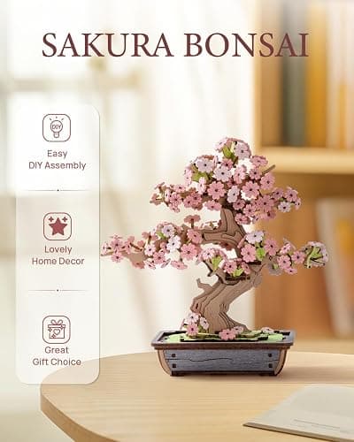 ROWOOD Sakura Bonsai 3D Puzzle, DIY Holzpuzzle Modellbausatz Für Erwachsene, Klassiker Sakura Konstruktions Und Handwerks Set, Perfekt Deko Für Zuhause Sowie, Geschenk Zu Weihnachten Oder Geburtstag thumbnail 4