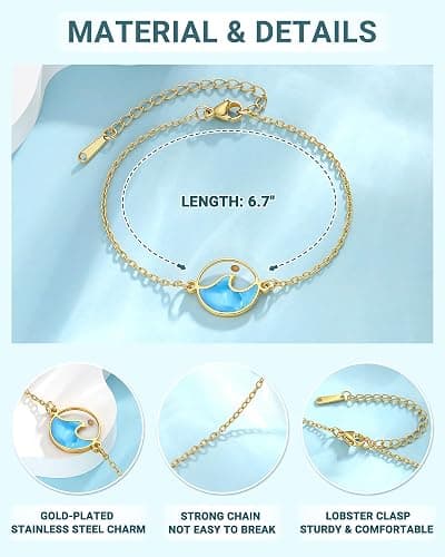 Eryuor Strength Encouragement Gifts-When You Go Through Deep Waters Isaiah 43:2 Mustard Seed Wave Bracelet for Women Her thumbnail 4