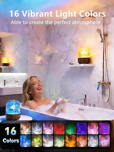 Spa-Like Shower Lamp, Bluetooth Speaker Waterproof Lamp, Rechargeable Lumena Lamp with Remote & Touch Control, 16 Colors Ocean Wave Projector Light with White Noise for Shower, Bathroom, Bathtub thumbnail 4