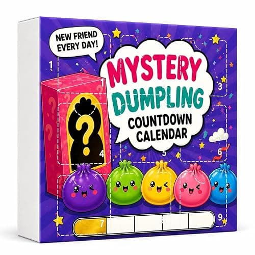 ROISDIYI 9 Grid Mystery Dumpling Squishy Countdown Calendar Blind Box, Mini Kawaii Dumpling Squeeze Toys, Stress Relief Fidget Squishies Gifts(9pc mystery dumplings) - Image 1