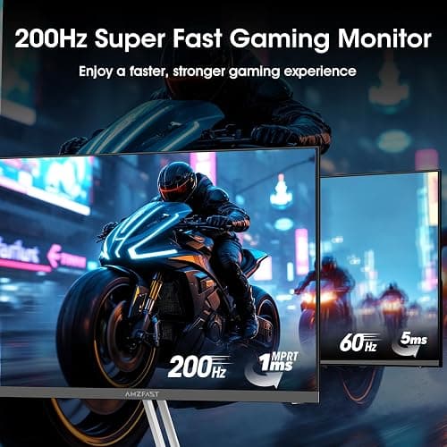 Amzfast 24 Inch Gaming Monitor 200Hz FHD 1080p Fast IPS Computer Monitor, 110% sRGB 1ms HDR Support Adaptive Sync, Eye Care VESA Mount HDMI 2.0 | Display Port 1.4 White Monitor, AMZG24X1W thumbnail 2