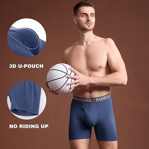BAMBOO COOL Men's Ultra Breathable Underwear,No Riding Up Boxer Briefs with ComfortFlexible Waistband,Multipack thumbnail 3