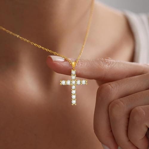 NOMOKOS Cross Necklace for Women - 18K Gold Plated Gold Necklace Cross Pendant Necklaces Dainty Simple Tiny Choker Necklaces for Women Trendy Jewelry thumbnail 4