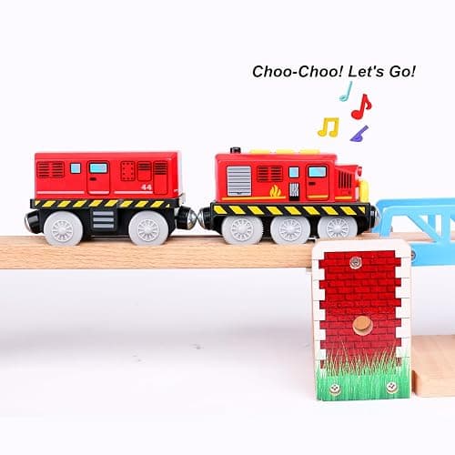 Motorized Train Set for Wooden Tracks,Battery Operated Locomotive Train Toy with Lights & Sounds, Compatible with Thomas, Brio,Toy Trains for Toddlers 3 4 5 Year Old thumbnail 6