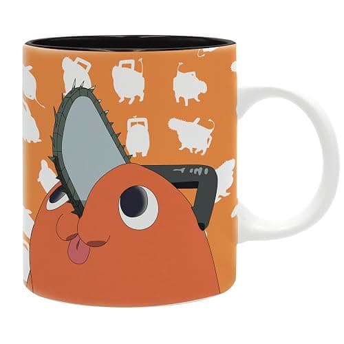 ABYSTYLE Chainsaw Man Pochita Ceramic Coffee Mug 11 Fl Oz, Black and Orange Design Drinkware & Kitchen Anime Merch - Image 1