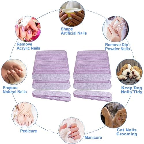 Nail Files (100 Pack), 3.6 Inches Emery Board Nail Files for Acrylic and Natural Nails, 100/180 Grit Small Double Sided Fingernail Filer Bulk Mini Professional Finger Nail Filer Manicure Set Gray thumbnail 6