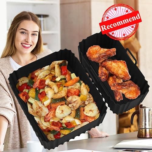 Silicone Air Fryer Liners for Philips Dual Basket Air Fryer 3000 Series 6L/3L, Reusable Dual Airfryer Liners Air Fryer Accessories for Philips Dual Basket Airfryer NA350/00 thumbnail 3