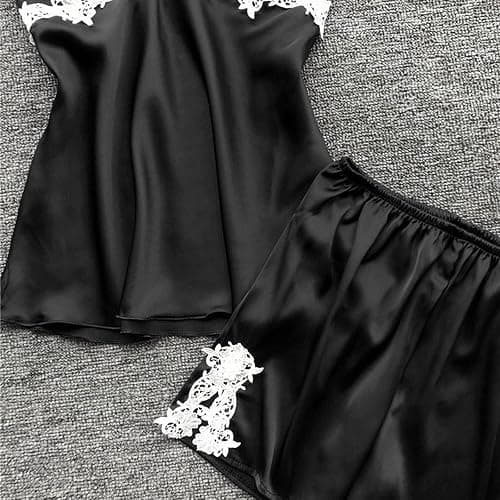 Women's 5 Piece Sleepwear Floral Lace Satin Cami Pajama Set Silk Dress Nightgown with Robe Loungewear Nightwear Sets thumbnail 6
