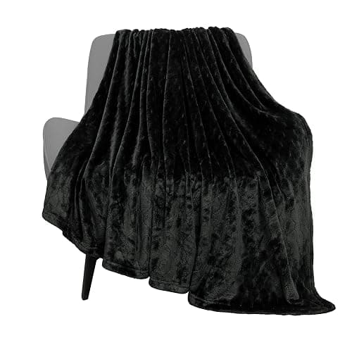 TOONOW Fleece Blanket Fuzzy Plush Throw Blanket 50" x 60", Super Soft Fluffy Bed Blanket Geometric Pattern Comfy Microfiber Flannel Blankets for Couch, Bed, Sofa, Black - Image 1