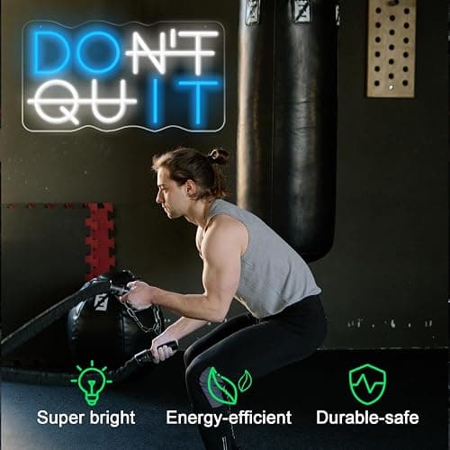 KENFARI Led Neon Signs,Don't Quit Neon Sign Office Room Yoga Gym Room Man Cave Gamer Room, Powered by 5V USB with Dimmable Switch thumbnail 4