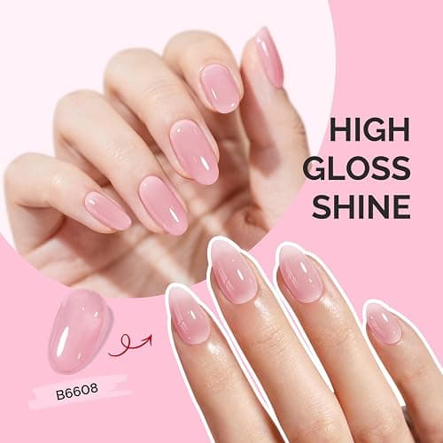 MelodySusie Jeweliver Gel Nail Polish, 0.5Fl.oz light Fairy Floss Gel Polish Pink Color Soak Off UV LED Light Cure Gift for Women Manicure Nail Art DIY at Home B6608 thumbnail 6