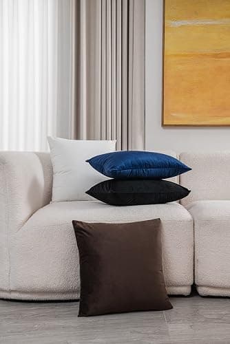 DEZENE Decorative Pillow Cases 18x18 Chocolate Brown: 2 Pack Cozy Soft Velvet Square Throw Pillow Covers for Farmhouse Home Decor thumbnail 4