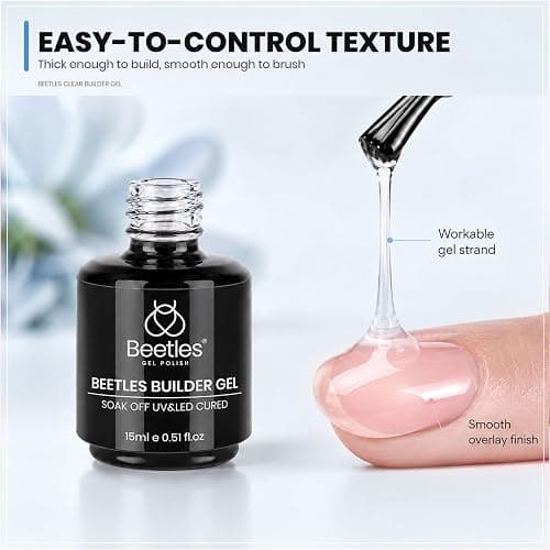 Beetles Builder Gel for Nails, 2 Pcs 8 in 1 Clear Building Gel | for Instant Apex Strengthening & Extension, Beginner Friendly DIY Salon at Home, Gifts for Women, UV & LED Lamp Cured Needed thumbnail 5