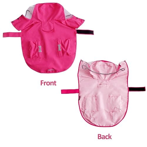 Waterproof Dog Raincoat, Adjustable Reflective Lightweight Pet Rain Clothes with Poncho Hood (X-Large, Dark Pink) thumbnail 2