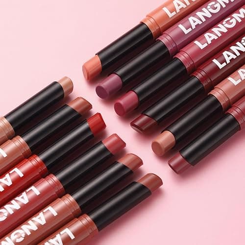 12Pcs Matte Lipstick + Lip Liner Pens Lip Combo Sets, Creamy Matte Lip Makeup Kit Long-Lasting Waterproof, Smudge-Proof Highly Pigmented Formula, Neutral & Nude Shades Makeup Set (Everyday Nudes Set) thumbnail 8