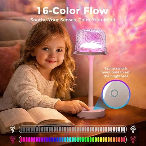Waterproof Shower Lamp Sets with 16 Color Ocean Wave Projector, Rechargeable LED Light with Remote & Touch Control, household lamp sets 3 White Modes,USB-C for Bathroom, Bedroom, Spa Gifts thumbnail 5