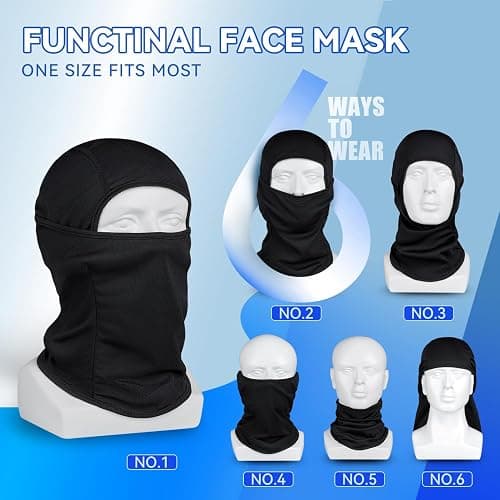 3 Pieces Balaclava Ski Mask -Winter Full Face Mask for Men Women Windproof Weather Outdoors Cover for Men Women Boys Girls - Black/Black/Black thumbnail 3