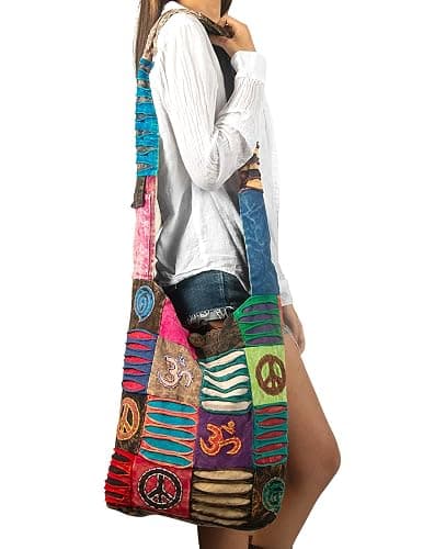 Hobo Colorful Shoulder Bag Women Sling Slouch Hippie Boho (Peace) thumbnail 4