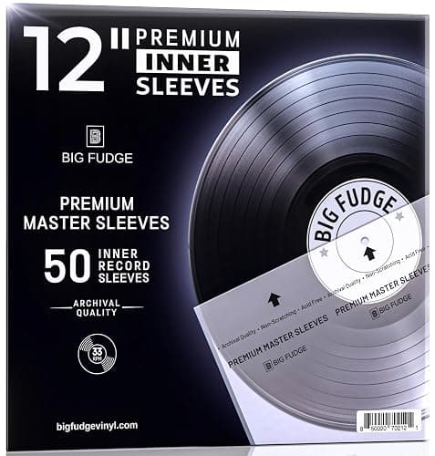 BIG FUDGE Premium Master Vinyl Record Sleeves - 12 inch x 50pcs - Archival Anti Static Rice Paper Inner Sleeves - Clear 3 Layer LP Covers - Protective Plastic Cover for Records - Image 1