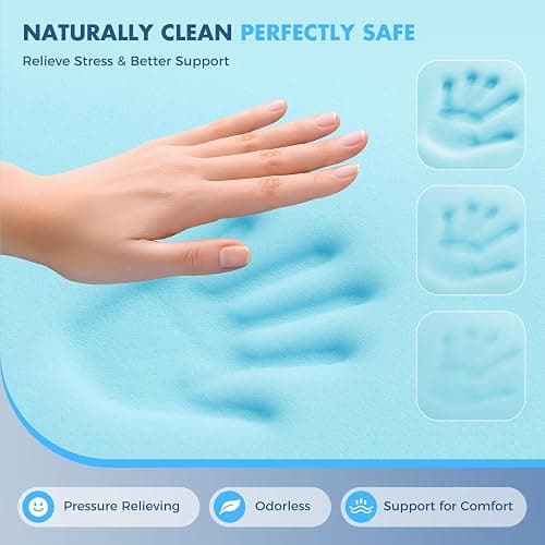 Dual Layer 4 Inch Memory Foam Mattress Topper King Size, 2 Inch Cooling Gel Memory Foam, 2 Inch Soft Pillow Top Pad, Breathable Mattress Cover for Back Pain Relief, Deep Elastic Pocket, White thumbnail 4