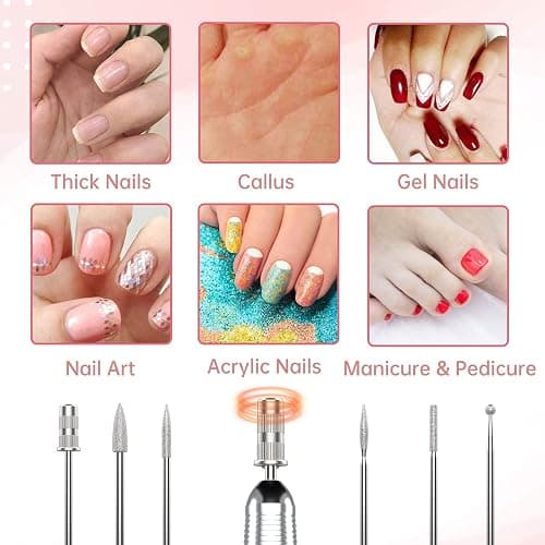 Elektrische Nagelfräser 35000 U/min, Delanie Wiederaufladbare Fräser für gelnägel Nagellack, Maniküre set Elektrische Nagelfeile mit Nagel bits, Einstellbare Geschwindigkeit und Richtung -rosagold thumbnail 7