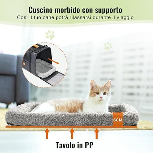 Trasportino per Cani e Gatti, Morpilot Gabbietta Morbida per Animali Domestici, Borsa portabile o a Tracolla in Tessuto da Trasporto Confortevole, Borsa Ripiegabile Viaggio Sull' Aereo thumbnail 5