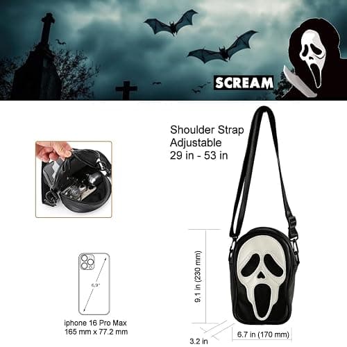 Tapp Collections Scream Ghost Face PU Crossbody Goth Sling Bag for Men And Women thumbnail 3