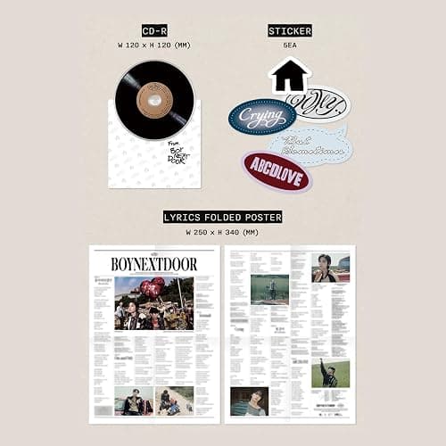 BOYNEXTDOOR - 1st Mini Album [WHY..] (LETTER Ver. - RANDOM Ver.) Post Card + Photo Print + Enverlope + CD-R + Sticker +Lyrics Folded Poster + Photocard + 3 Extra Photocards thumbnail 5
