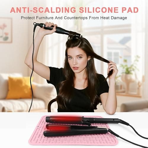 WRORUNER Oversize Silicone Heat Resistant Mat for Curling Irons, Flat Irons, Hair Straighteners and Hot Hair Styling Tools, Portable Hot Tools Cover Pad for Travel Vanity Salon(14.2" x 11.0") thumbnail 2