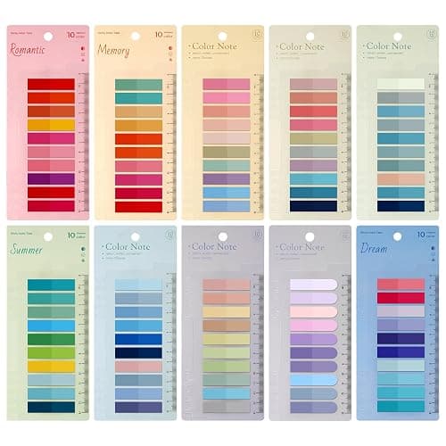 JIANTA Book Tabs for Annotating, 2000Pcs Sticky Tabs with Ruler, Transparent Sticky Notes for Binders, Page Markers for Notebooks, Multi-Colored Writable and Repositionable Book Flags Strip Index Tabs - Image 1