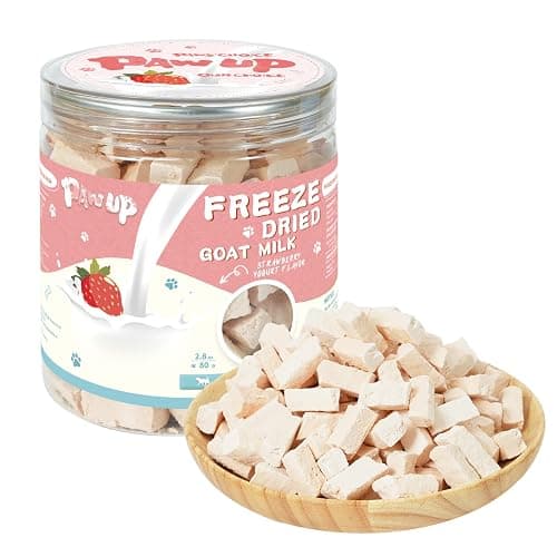 PAWUP Freeze Dried Dog Treats, Goat Milk Yogurt Flavor with Strawberry, Gentle Goat Milk Snacks for Sensitive Stomachs Puppies, 2.8 oz - Image 1